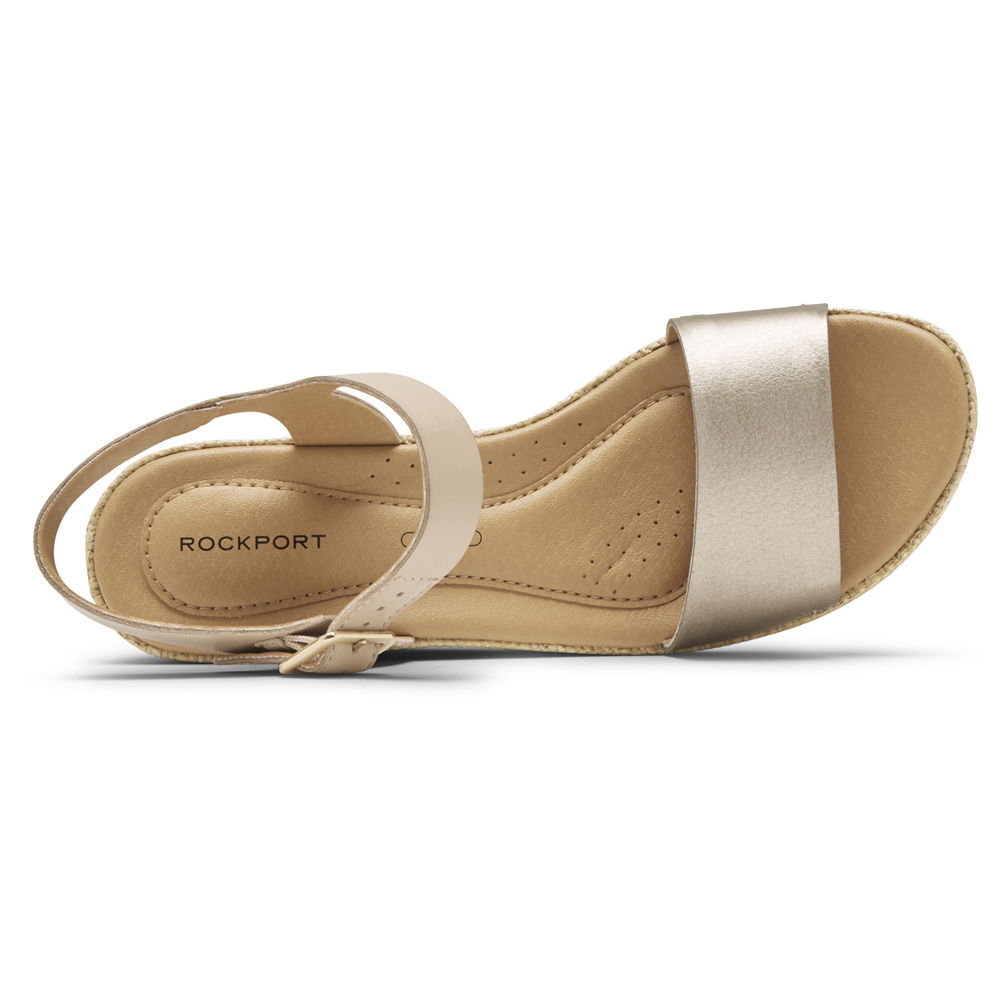 Sandálias Rockport Mulher Prateadas - Lyla Ankle-Strap - 30185WUZD